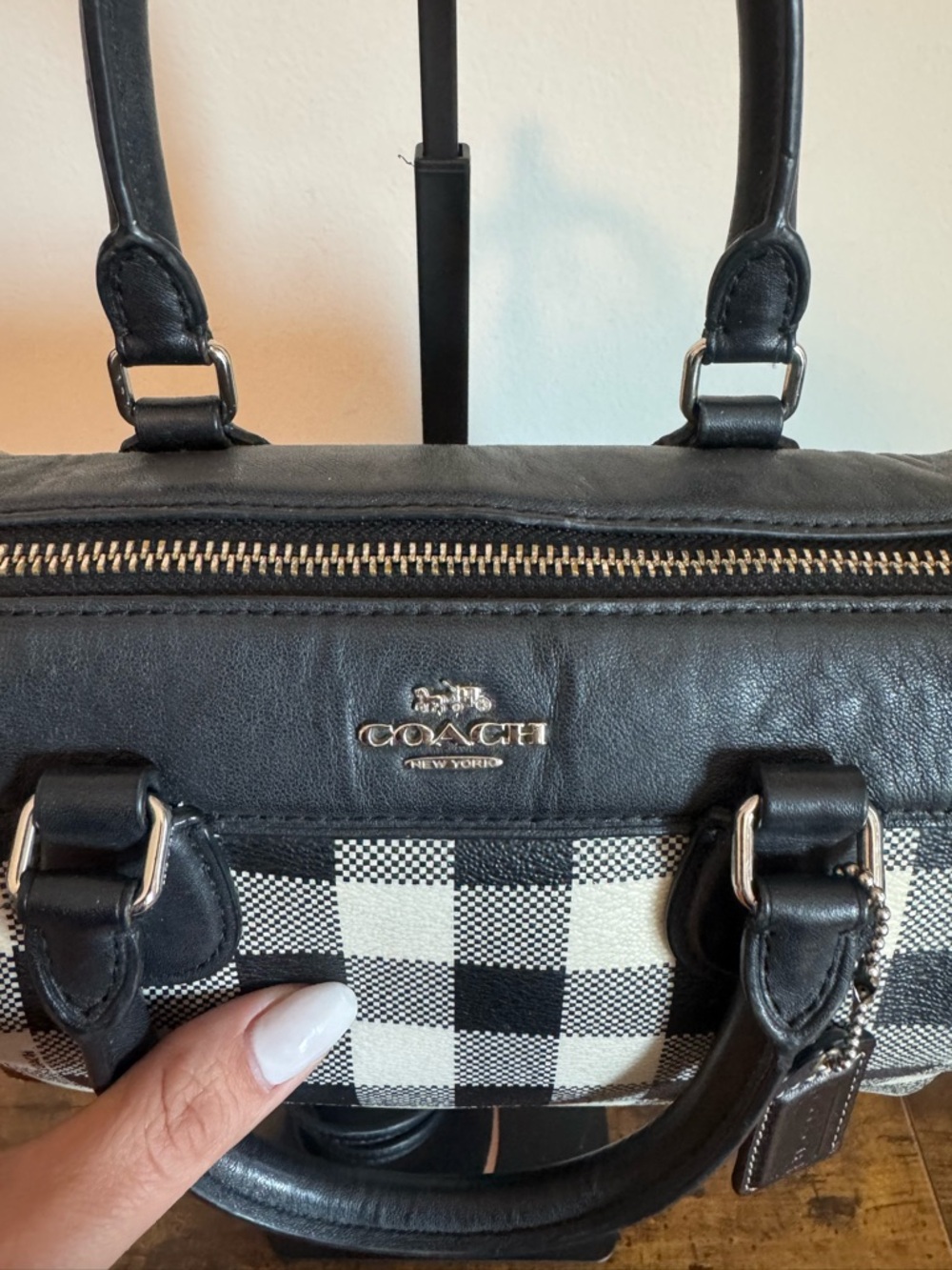 Coach Rowan Satchel in Buffalo Plaid (Gingham) Print. - Picture 3 of 14